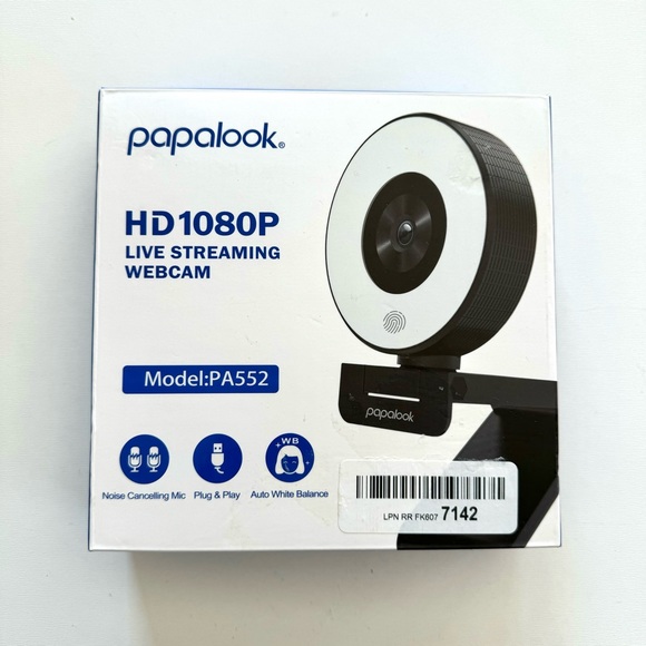 Papalook PA552 HD 1080P Live Streaming Webcam with Studio-Like Ring Light - NEW - Picture 2 of 5
